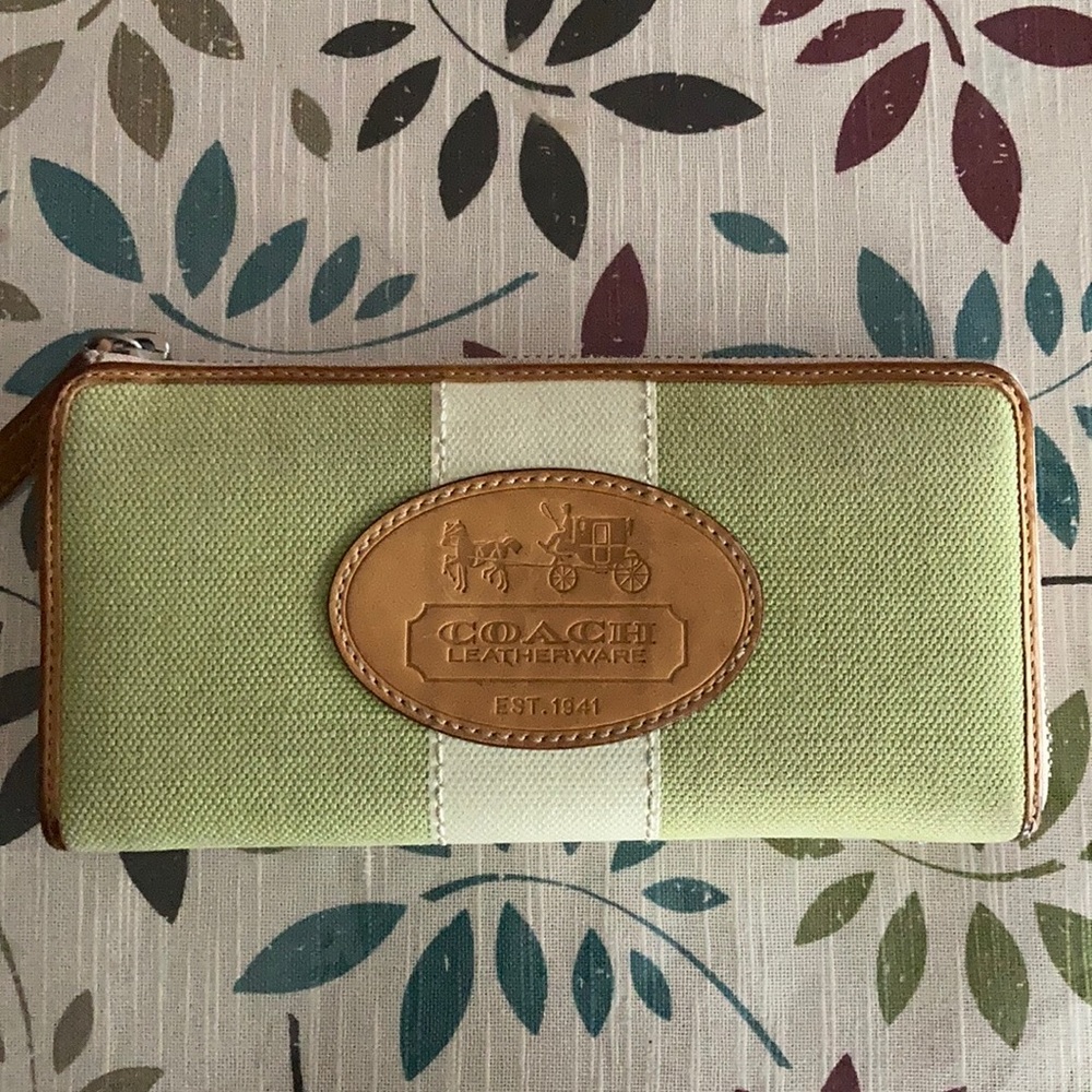 Coach Green and Tan Wallet